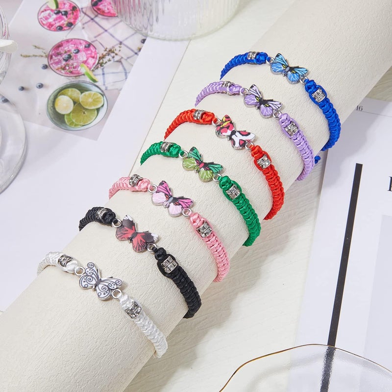 DS 4PCS String beads Charm Bracelets for Teen Girls Dainty cute cartoon Butterfly Daisy Eternal flower Beads Bracelets set for woman and girls Adjustable Stretch bracelet birthday Gift For Friends - Image 4